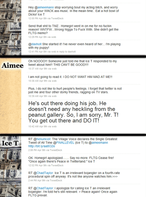 Ice T teaches song writer that Twitter is a public place